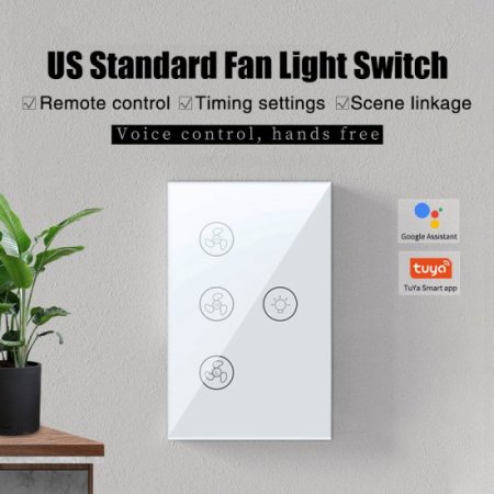 Tuya WiFi Smart Ceiling Fan Switch,Support Tmall Genie/Alexa/GoogleHome,smart control,Advanced Scheduling & Timer