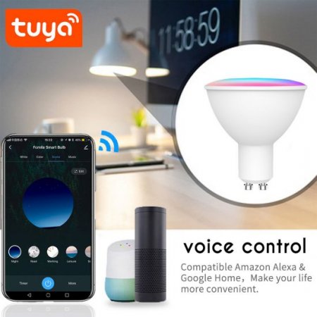 Tuya Smart Bulbs, GU10 Smart WiFi&BLE Flood Light Bulb, Color Changing,Support Tmall Genie/Alexa/GoogleHome