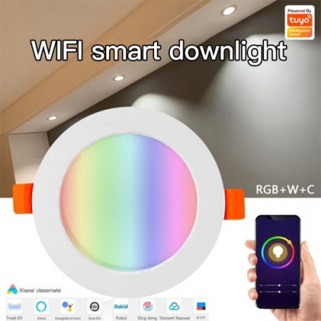 Tuya Wifi/BLE Smart LED Downlight,Recessed Lighting RGB Color,Work with Alexa & Google Home, No Hub Required