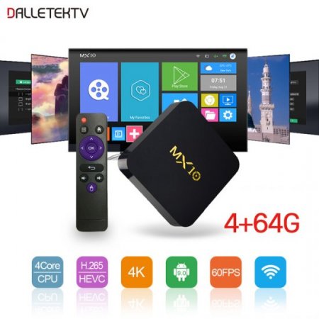 MX10 Android 9.0 TV Box 4G/64G RK3328 Media Player for TV Box Mali-450 Support 4K 2.4G wifi 100M HDMI 2.0 Smart TV Box