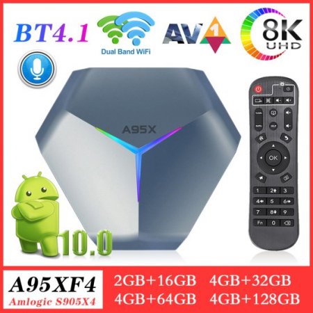 A95XF4 Android10.0 Smart TV iptv Box Amlogic S905X4 AV1 Display 8K 4G64G 4G128G BT Set Top Box 2.4/5G WIFI Support Youtube Netflix