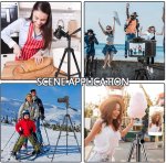 Phone Tripod Selfie Stic Extendable Cell Phone Tripod Mini Tripod for Travel Lightweight Camera Stand Compatible with iPhone Android Phone, Camera