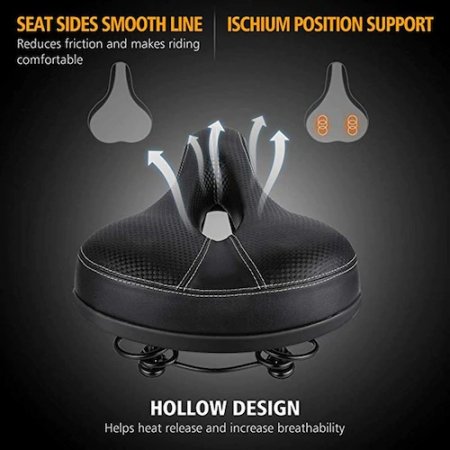 High Quality Bicycle Cycling Big Bum Saddle Seat Road MTB Bike Wide Soft Pad Comfort Cushion Thicken - CHINA