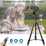 Lightweight Tripod for Selfie and Camera with Carrying Bag Mobile Phone Tripod with 2 Phone Holders and Remote Control