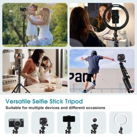 Phone Tripod & Selfie Stick, Extendable Cell Phone Tripod Stand with Wireless Remote Lightweight for All iPhone/Android Smartphone/GoPro/Camera