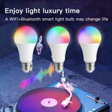 Tuya Wifi+BLE Smart Light Bulbs, LED Color Changing Lights, remote control, Work with Alexa & Google Home, No Hub Required