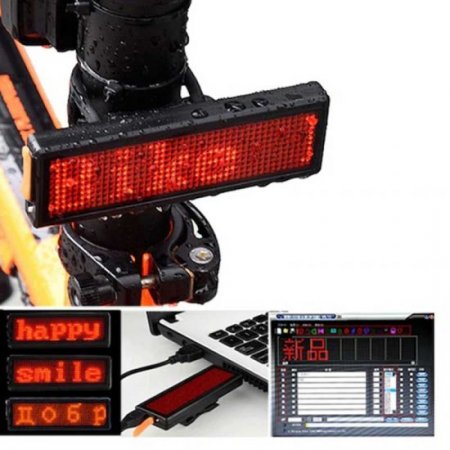 Outdoor Bike Warning Light Bicycle Taillight Advertising Lamp USB Charging for Backpack Helmet