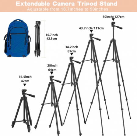 Aluminum Alloy Mobile Phone Camera Tripod with Phone Holder and Remote Control for Gopro with Carrying Bag for Travel