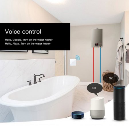 Tuya Smart Water Heater Switch, Voice Control Smart Touch Wall Switch, Support Tmall Genie/Alexa/GoogleHome, No Hub Needed