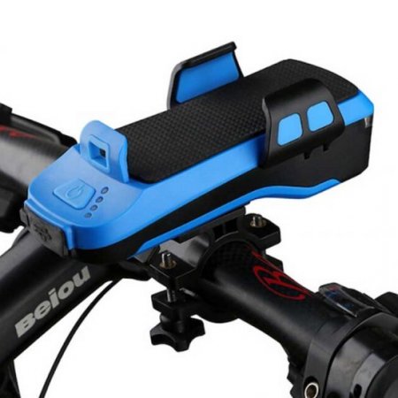 Bicycle Headlight Lamp Phone Holder Speaker Front Light Security Warning Lights