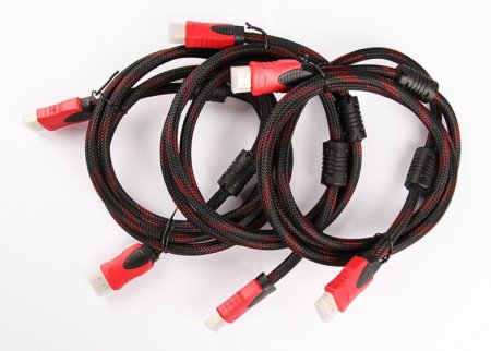 High Quality High Speed HDMI Cable Gold Plated Connection with Red, black and white mesh 1080P 1.5M