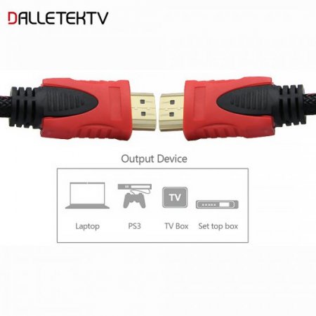 High Quality High Speed HDMI Cable Gold Plated Connection with Red, black and white mesh 1080P 1.5M