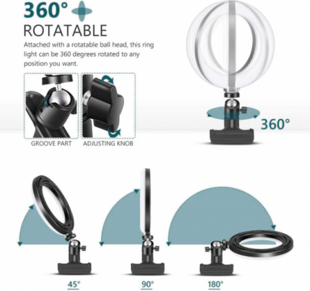 Selfie Ring Light for Laptops and Desktops, Lighting Kit with Tripod and Phone Holder for Video Conferencing