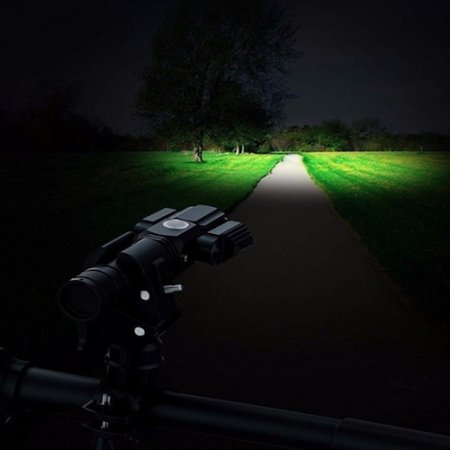 T6 L2LED Multi-function Light Aluminum Outdoor Lamp Night Riding Suit - Black