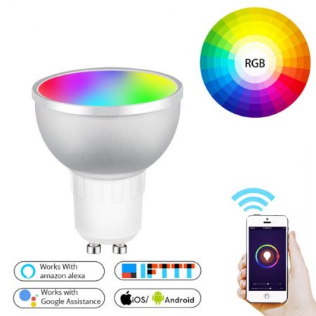 Zigbee Smart Bulbs,Tuya GU10 LED Smart Bulb Dimmable,RGBW Full Color,Works with Voice and remote Control,Hub Required