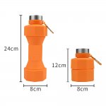 Collapsible Dumbbell Water Bottle, 22.5 oz BPA Free Silicone Reusable Portable Lightweight Foldable Water Bottles with Carabiners for Hiking, Portable Leak Proof Sports Water Bottle