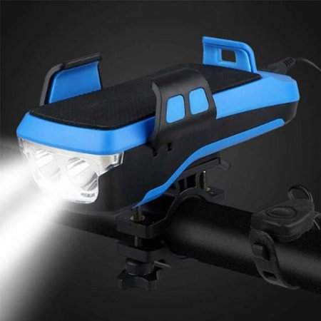 Bicycle Headlight Lamp Phone Holder Speaker Front Light Security Warning Lights