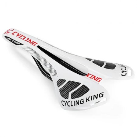 Cycling King MTB Bicycle Durable 3K Full Carbon Seat Saddle - White