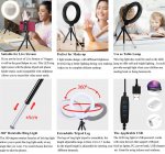 6 inches Large Selfie Ring Light with Stand LCD Display Adjustable Color Temperature Makeup Light for YouTube Video Shooting, Portrait, Vlog, Selfie