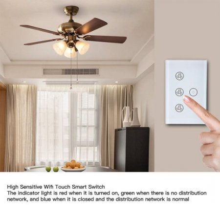 Tuya WiFi Smart Ceiling Fan Switch,Support Tmall Genie/Alexa/GoogleHome,smart control,Advanced Scheduling & Timer