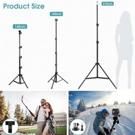 Selfie Stick Tripod with Removable Wireless Bluetooth Remote Shutter Compatible Cell Phone holder with iPhone