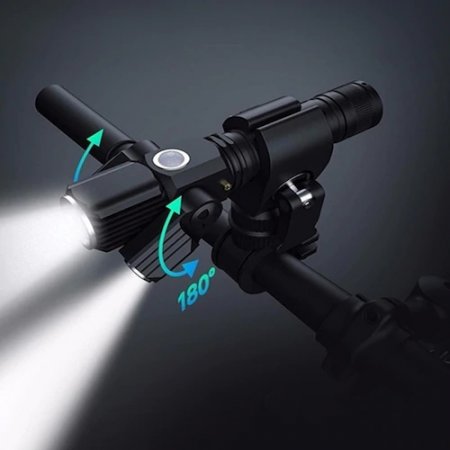 T6 L2LED Multi-function Light Aluminum Outdoor Lamp Night Riding Suit - Black