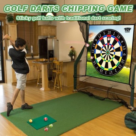 Chipping Golf Game Mat Indoor Practice,Golf Practice Mat and Dart Board Mat Combo with Golf Hitting Mat,Stick Chip Game Indoor Golf Set Backyard Games Outdoor Toys for Kids for Family Game