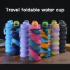 Collapsible Water Bottles 16 oz Portable Foldable Water Bottles Silicone Leak Proof Travel Water Bottle Reusable Sports Water Bottle with Metal Clip for Camping Hiking Travel (Colorful)