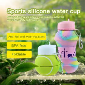 Collapsible Water Bottles, 19oz Water Bottles, Foldable Toddler Water Bottle Soccer Style with Trophy and Gift Box, Water Jug for School, Toys Gift for Kid Travel Accessories