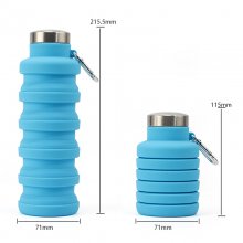 Collapsible Water Bottle, Reuseable BPA Free Silicone Foldable Water Bottles for Travel Gym Camping Hiking, Portable Leak Proof Sports Water Bottle with Carabiner 17oz