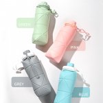 Fold Up Water Bottle, Silicone collapsible Water Bottles For Traveling, Easy-To-Carry Design And Compact Size, BPA Free, 20 oz