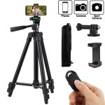 Phone Tripod Selfie Stic Extendable Cell Phone Tripod Mini Tripod for Travel Lightweight Camera Stand Compatible with iPhone Android Phone, Camera