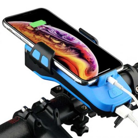 Bicycle Headlight Lamp Phone Holder Speaker Front Light Security Warning Lights