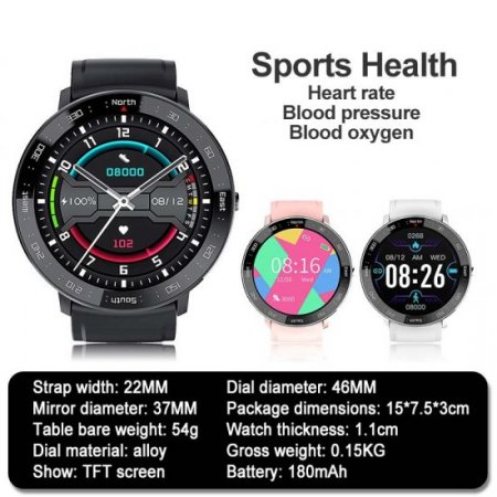 Full touch color screen sport smartwatch mens and womens watch heart rate blood pressure bluetooth call reminder multi-function health smart watch