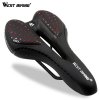 WEST BIKING Bike Saddle Silicone Cushion PU Leather Surface Silica Filled Gel Comfortable Cycling Seat Shockproof Bicycle Saddle - B Style Brown CHINA