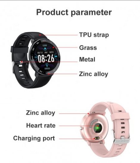 Full touch color screen sport smartwatch mens and womens watch heart rate blood pressure bluetooth call reminder multi-function health smart watch