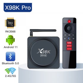 X98K PRO RK3566 Android 11.0 TV Box Upgraded Ram 4GB ROM 32GB Android Smart Box H.265 Dual Band 2.4G/5G WiFi Quad Core Smart Home Media Player