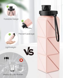 Collapsible Water bottles Food-Grade BPA-Free Silicone travel water bottles Leakproof Foldable Water Bottle Lightweight Bottle for traveling Gym Hiking Camping Running Sport Lightweight portable water bottle
