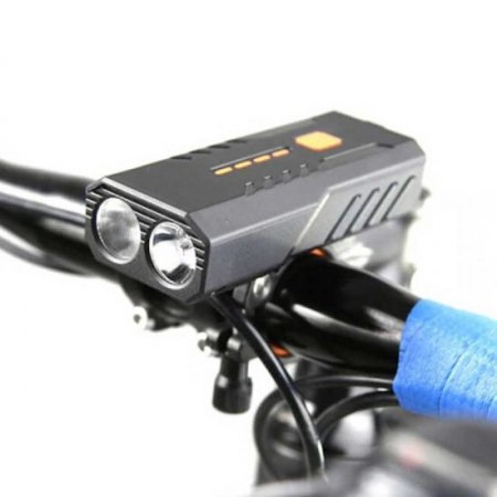 High-brightness Dual-lamp LED Bicycle Light USB Charging Bike Headlight with Power Bank Function