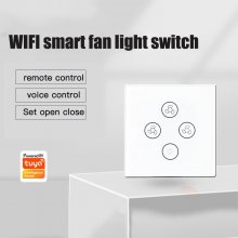WiFi Smart Ceiling Fan Light Wall Switch,Works With Tmall Genie/Alexa/GoogleHome,Time Setting,Voice & Remote Control