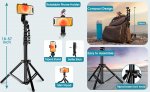 Selfie Stick Tripod with Removable Wireless Bluetooth Remote Shutter Compatible Cell Phone holder with iPhone