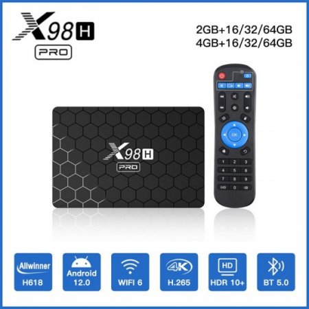 X98H pro Box Allwinner H618 Android 12.0 4GB 64GB HD Android TV Box Smart TV Box with 1080p BT5.0