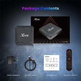 X98K RK3528A Android 14.0 TV Box 4GB RAM 32GB ROM, Android Box 6K1000M Ethernet Wi-Fi 6 2.4G/5G Dual-WiFi Support 4K Bluetooth 5.X USB 3.0 X98K Smart Box for TV