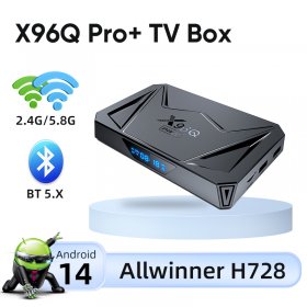 Android TV Box 14.0 X96Q pro+ 4GB RAM 32GB ROM Android 14 Box,CPUAllwinner H728 &Mali G57-MC1 Chipset Android Box,4K Streaming Media Player Resolution Support 2.4G/5.8G Dual WiFi and Bluetooth 5.0 Smart Tv Box
