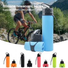 Collapsible Water Bottles, 20oz Silicone Reusable Water Bottle with Straw and Strap, Leakproof Foldable Sports Water Bottle for Travel Camping Running Hiking Gym, BPA Free