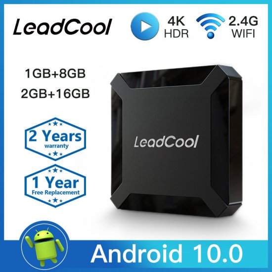 LEADCOOL Android 10.0 2G RAM 16G ROM Android TV Box H313 Quad-Core ARM Cortex A53 4K UHD H.265 Set Top Box