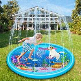 Large Splash Pad for Kids and Pet Dog, Non-Slip Large Sprinkler Splash Play Mat, Thicken Sprinkler Pool Summer Outdoor Water Toys - Multiple styles and sizes