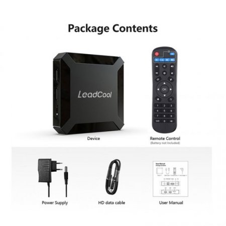 LEADCOOL Android 10.0 2G RAM 16G ROM Android TV Box H313 Quad-Core ARM Cortex A53 4K UHD H.265 Set Top Box