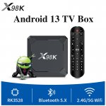 X98K RK3528A Android 14.0 TV Box 4GB RAM 32GB ROM, Android Box 6K1000M Ethernet Wi-Fi 6 2.4G/5G Dual-WiFi Support 4K Bluetooth 5.X USB 3.0 X98K Smart Box for TV