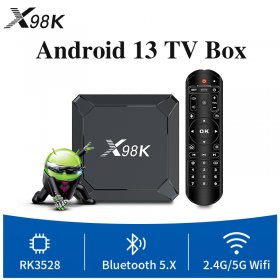 X98K RK3528A Android 14.0 TV Box 4GB RAM 32GB ROM, Android Box 6K1000M Ethernet Wi-Fi 6 2.4G/5G Dual-WiFi Support 4K Bluetooth 5.X USB 3.0 X98K Smart Box for TV